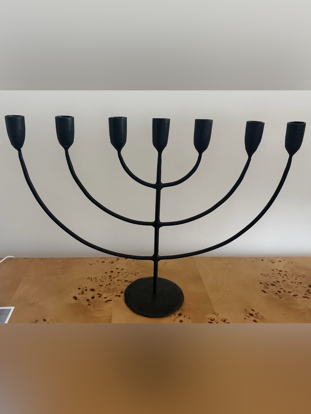 Large Black Metal Seven-Arm Candle Holder
